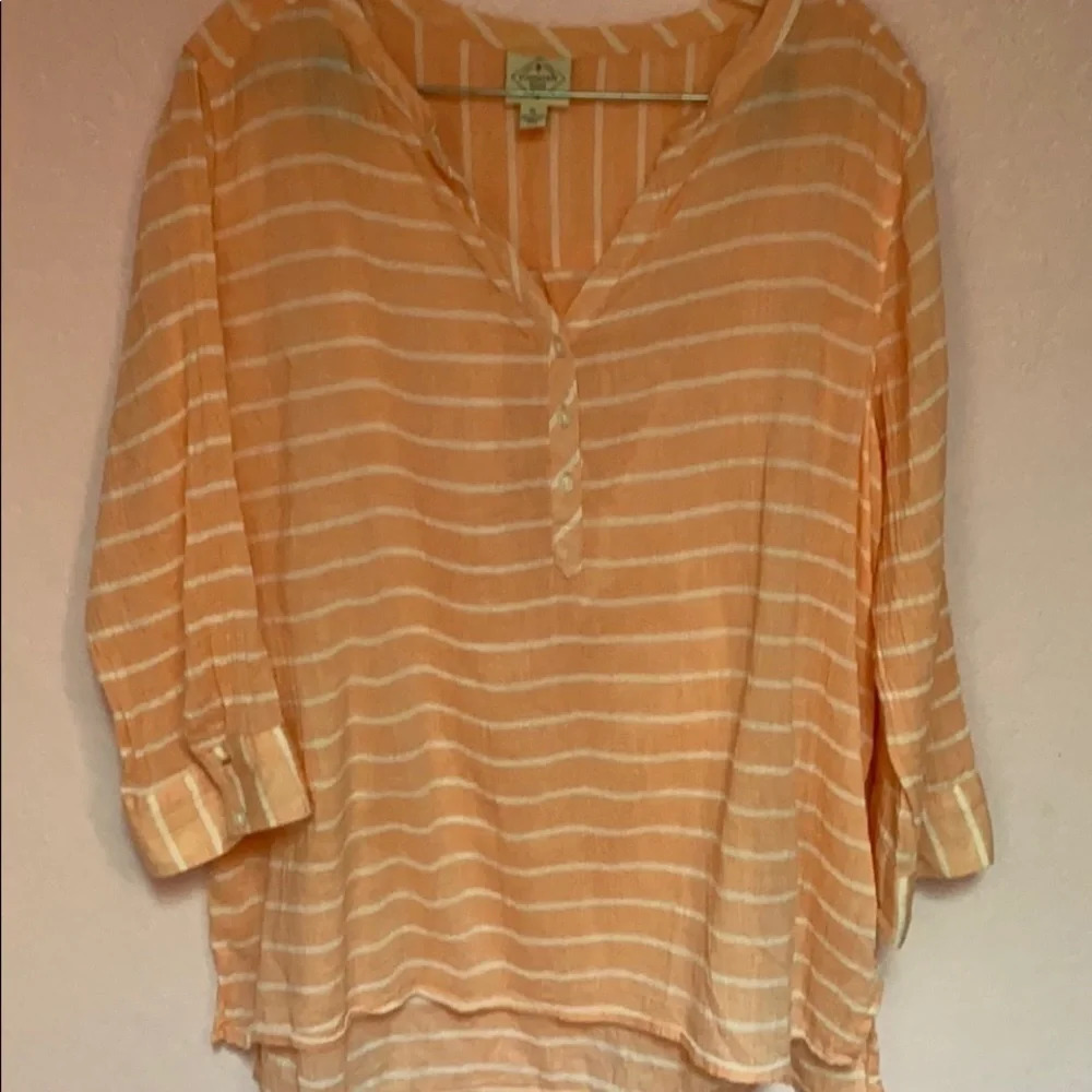 stripe 3/4 sleeve hi low regular size top XL